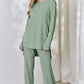 Basic Bae Full Size Ribbed High-Low Top and Wide Leg Pants Set