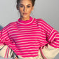 Striped Mock Neck Long Sleeve Sweater