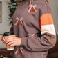 Sequin Bow Pumpkin Round Neck Sweatshirt