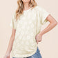 BOMBOM Textured Floral Pattern Short Sleeve T-Shirt