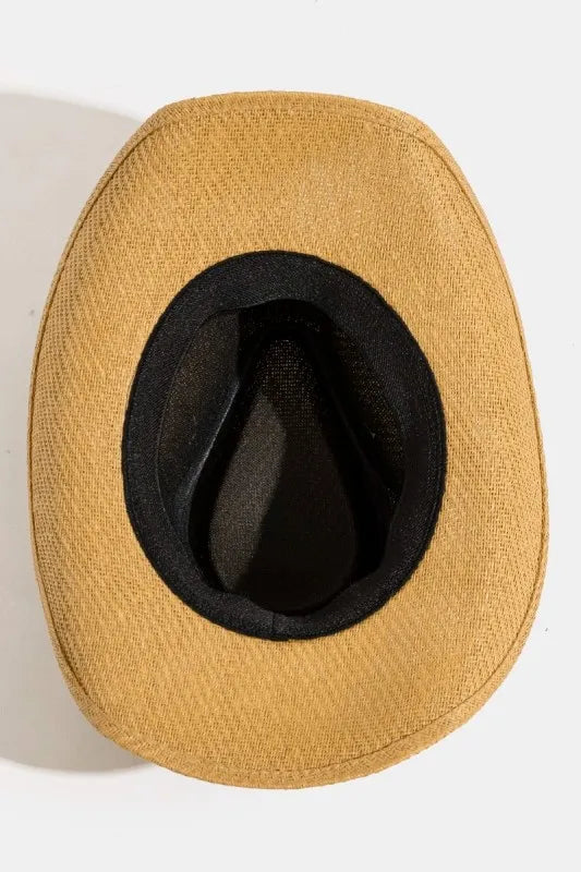 Fame Studded Bull Head Strap Straw Western Cowboy Hat