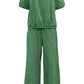 Full Size Plaid Round Neck Half Sleeve Top and Pants Set