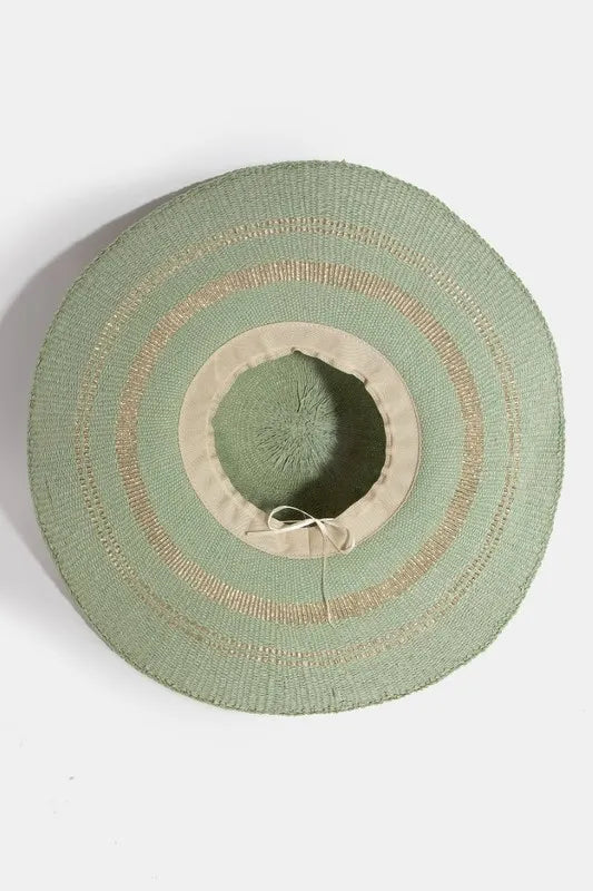 Fame Metallic Accent Trim Floppy Sun Hat
