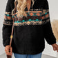 Quarter Zip Geometric Long Sleeve Sweatshirt