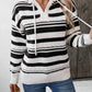 Drawstring Striped Long Sleeve Hooded Sweater