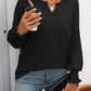 Mandy Textured Notched Lantern Sleeve T-Shirt