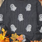Glitter Ghost Round Neck Long Sleeve Sweatshirt