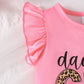 Children's Headband Letter Ruffle Sleeve Top and Shorts 3-Piece Set