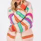 SAGE + FIG Rainbow Striped Open Front Knit Cardigan