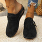 Suede Round Toe Wedge Sandals