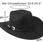 Western Cowboy Hat for Men Women Classic Roll Up Fedora Hat with Buckle Belt(Size:Medium) Black - Square Medium