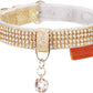 Cat Collar, Dog Collar, [Bling Rhinestones] Premium PU Leather with Pendant Adjustable Collars for Small to Medium Dog Medium Pink