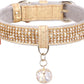 Cat Collar, Dog Collar, [Bling Rhinestones] Premium PU Leather with Pendant Adjustable Collars for Small to Medium Dog Medium Pink