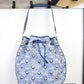 MCM Large Blue Denim Drawstring Bucket Bag