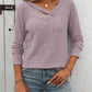 Mandy Ribbed V-Neck Long Sleeve T-Shirt
