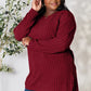 Basic Bae Full Size Ribbed Round Neck Long Sleeve Slit Top