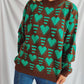 Heart Contrast Long Sleeve Dropped Shoulder Sweater