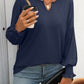 Mandy Textured Notched Lantern Sleeve T-Shirt