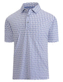 Hodaweisolp Golf Shirts for Men Dry Fit Print Moisture Wicking Performance Short Sleeve Polo Shirt X-Large White Blue Square