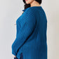 Basic Bae Full Size Ribbed Half Button Long Sleeve High-Low T-Shirt