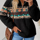 Quarter Zip Geometric Long Sleeve Sweatshirt
