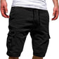 Men Casual Chino Cargo Shorts Elastic Waist Drawstring 6 Pockets Summer Trousers