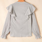 Ruffled Plaid Notched Flounce Sleeve Shirt