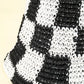 Fame Checkered Pattern Knit Bucket Hat