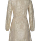 Sequin Tie Waist Long Sleeve Mini Dress