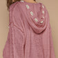 POL Cable Knit Hooded Chenille Sweater