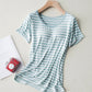 Striped Round Neck Short Sleeve T-Shirt with Bra