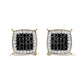 Men's 10K Yellow Gold 1/2 Cttw White and Black Treated Diamond Earring (Black / I-J Color, I2-I3 Clarity)