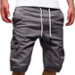 Men Casual Chino Cargo Shorts Elastic Waist Drawstring 6 Pockets Summer Trousers