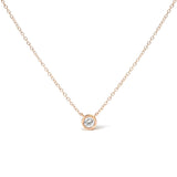 10K Gold Round Brilliant-Cut Diamond Modern Bezel-Set Solitaire 16"-18" Pendant Necklace (H-I Color, SI2-I1 Clarity)