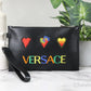 Versace Small Leather Embroidered Heart Patch Clutch