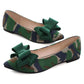 Hee grand Bowknot Pointed Toe Flats for Women Comfort Ballet Shoes Suede Dress Shoes Casual Slip on LoafersCamouflage Green 5.5