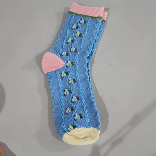 Retro Tulip Floral Cotton Socks