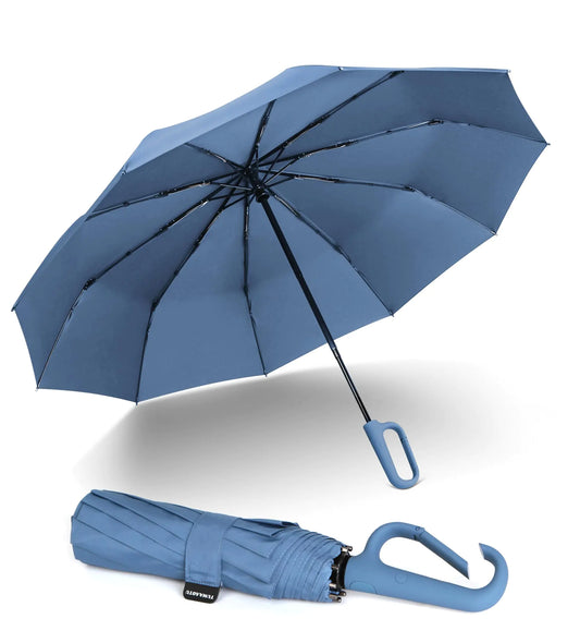 Durable Wind-Shield Travel Umbrella - Automatic Compact Umbrella for 2