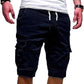 Men Casual Chino Cargo Shorts Elastic Waist Drawstring 6 Pockets Summer Trousers