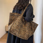 Leopard Print Canvas Tote Bag