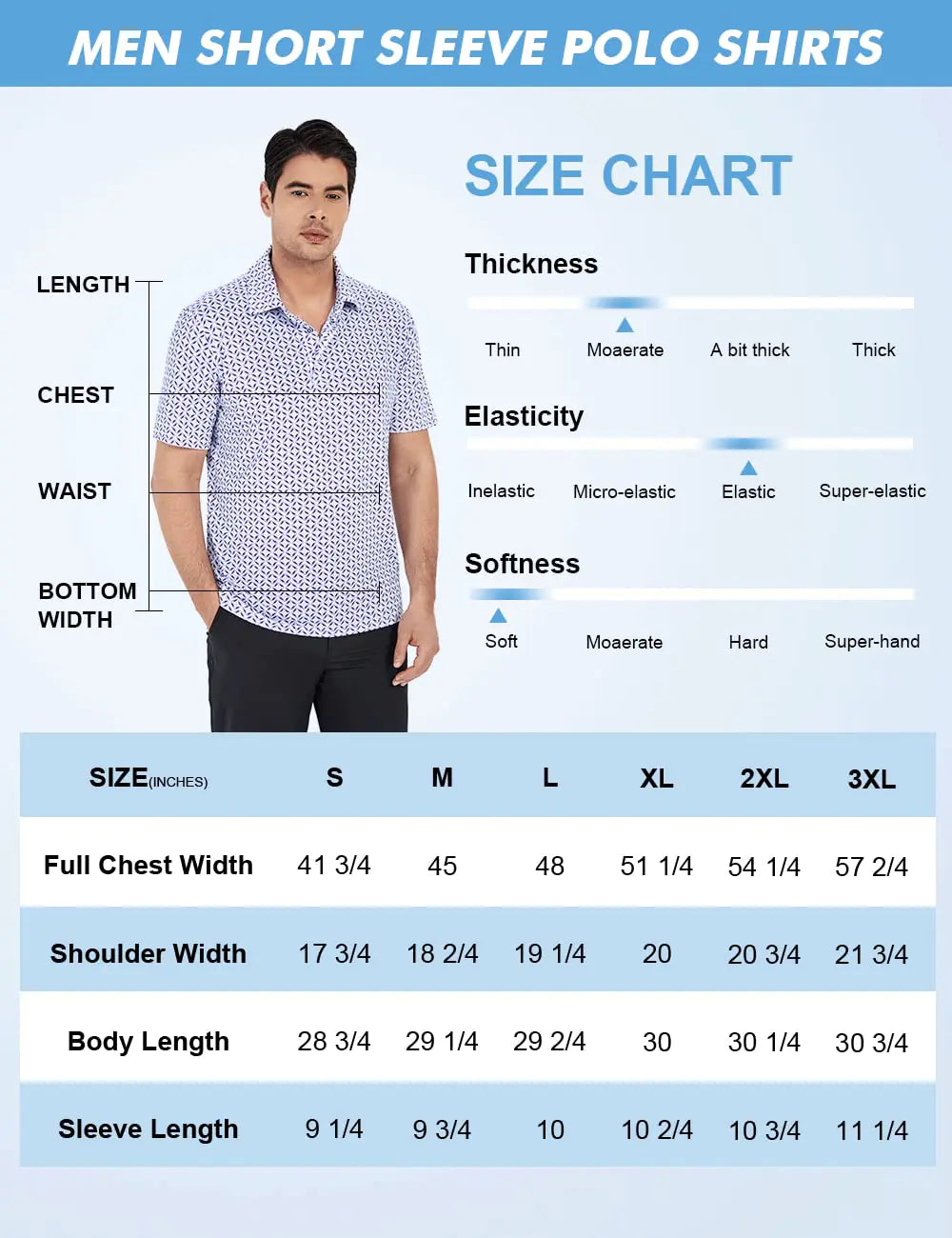 Hodaweisolp Golf Shirts for Men Dry Fit Print Moisture Wicking Performance Short Sleeve Polo Shirt X-Large White Blue Square