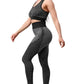 2 Piece Outfits for Women's - Seamless Ribbed Yoga Outfits Sports Bra and Leggings Set