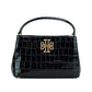 Tory Burch (142566) Small Black Crocodile Embossed Leather Micro Satchel Handbag