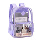 MUSEVOS Clear Backpack Heavy Duty See Through Backpacks for Travel Work Security Concerts College Transparent PVC bookbags Stadium Approved Purple